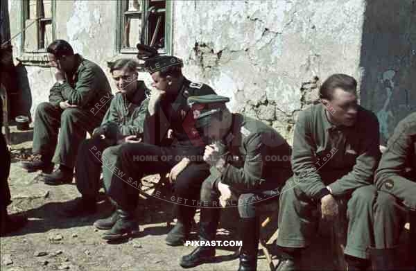 Panzer officer smoking pipe, staff meeting, Don, Rostow, July 1942, 22nd Panzer Division.