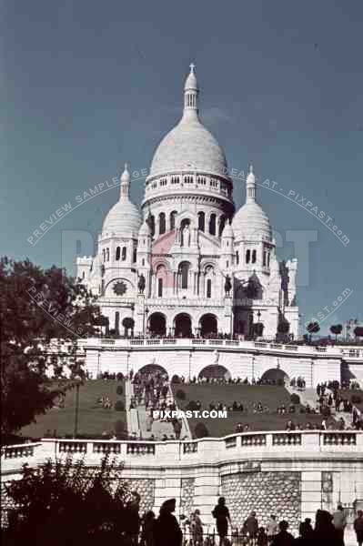 Paris France 1940 Sacre Coeur Church soldiers