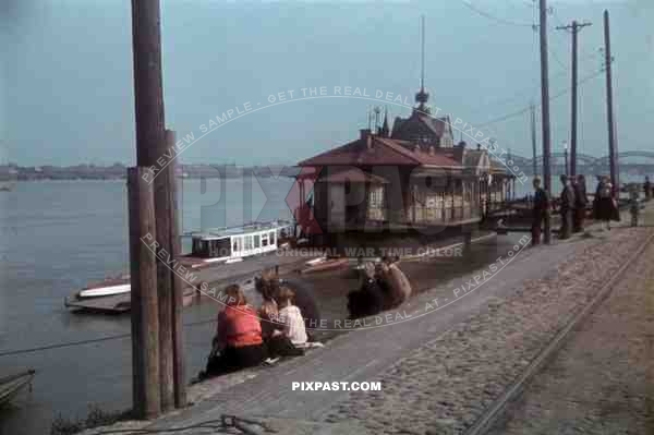 pier at the river Vistula in Warsaw, Poland 1940