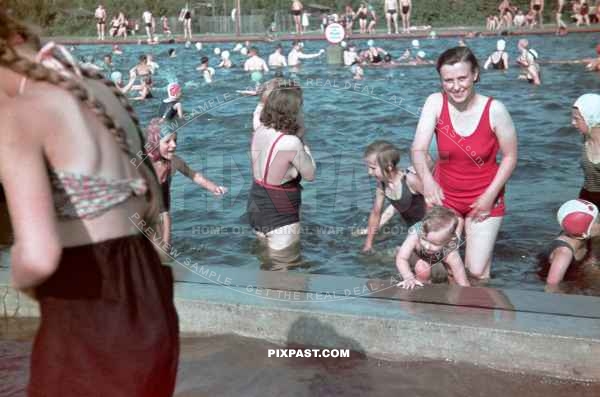 Public Swimming Pool in Halle Saale. Saxony-Anhalt. Germany Summer 1939