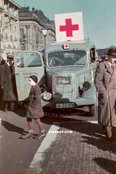 Red Cross ambulance on display. Tag Der Wehrmacht. Day of the Army. Unter den Linden, Berlin 1940