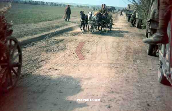 Romanian Infantry unit retreating from advancing Russian units. Russian Front 1944.