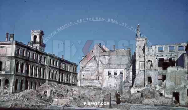 ruins of the city hall in Riga, Latvia 1943
