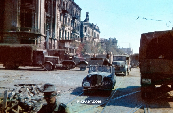 The German 17th Army entering Rostov-on-Don. Budyonnovsky Avenue 1942