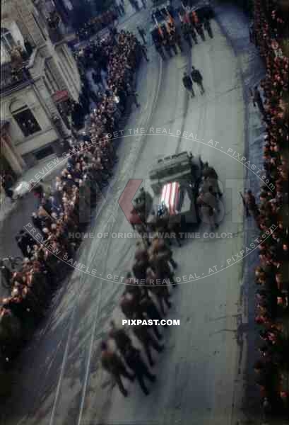 The Military Funeral of American General George S Patton in Heidelberg Germany 1945.
