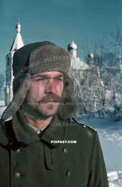 Thousand-yard stare. German army Doctor. December 1942. Sologubovka, Leningrad Oblast, Russia. 24th Infantry Division.
