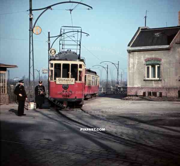 tram stop in Leipzig-Gohlis, Germany 1939
