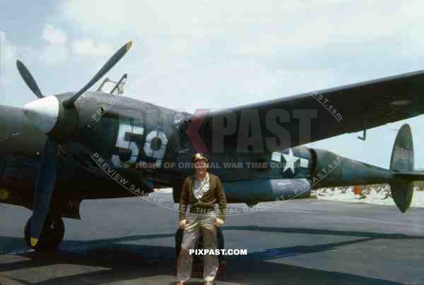 United States Air Force Lockheed P38 Lightning long distance fighter 59. based in Clark Air Base Luzon Island 1945
