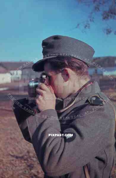 Unknown German War Reporter Photographer with Leica Camera. Russia 1943