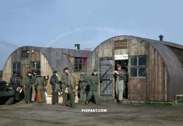 USAAF Pilots going in for briefing ( 54th TC Squadron ) Wooden Hut in Fliegerhorst Fassberg Air-Base June 1948