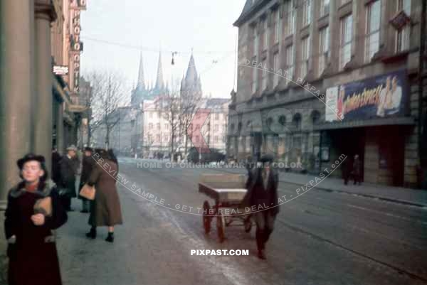 Vienna Austria 1939. Main Street with UFA Cinema showing the film Kongo Express