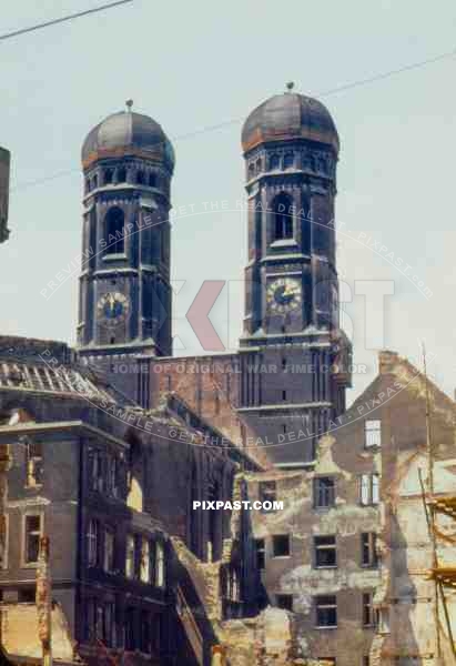 War torn Munich Germany 1947 post war. Frauenkirche.