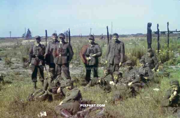 Wehrmacht soldiers of the Sicherungsbataillon 738 in Kokorewka, Russia 1944