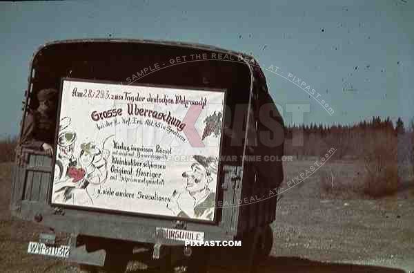 wehrmacht soldiers propaganda poster truck russia 1942