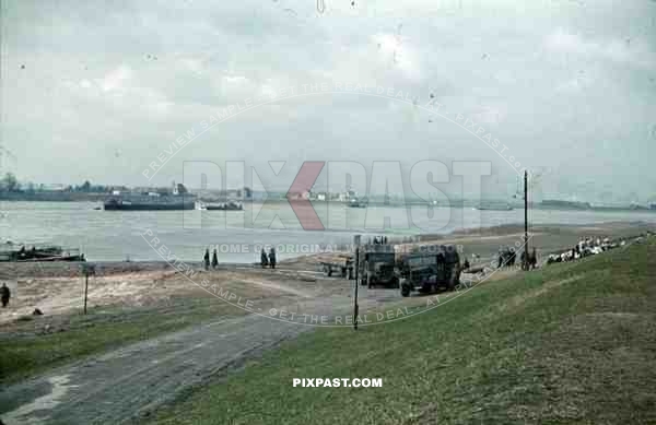 wehrmacht supply trucks coming off ferry france 1940