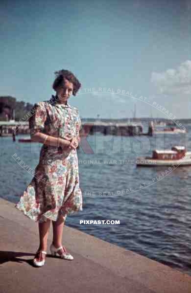 woman at the Kiel harbour, Germany 1939