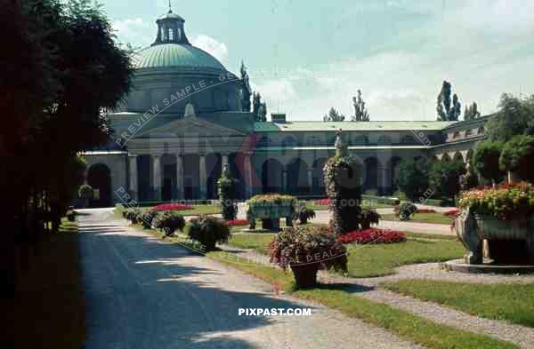 WW2 color Austrian Castle Palance park dome 1940