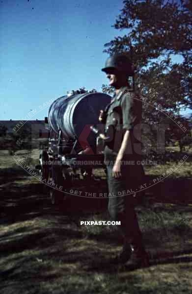 WW2 color German soldier Helmet KAR98 rifle guard petrol dumb base Russia summer 1942 hand grenade