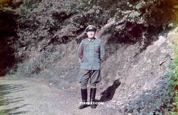 WW2 Color German Wehrmacht Cavalry officer Wolfgang in Bad Ems Germany October 1939 ribbon bar uniform