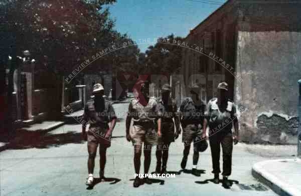 WW2 color Greece 1943 Wehrmacht tropical uniform m40 camo helmet shorts officers afrika korp hat