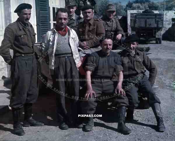 WW2 color Greece Wehrmacht soldiers volunteers captured American US willy jeep 1943