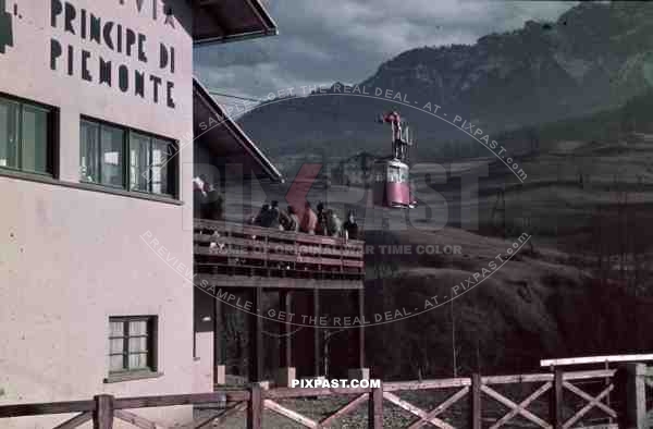 WW2 color Italy 1938 Ski Resort Piemonte mountains