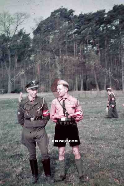 Ww2 Color Lubeck Germany 1943 Hitler Youth Leaders In Uniform Trainning 