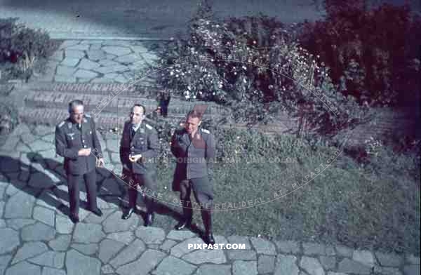 WW2 color Luftwaffe Field Division 2nd Lufllotte Belgium 1941 Staff officers chateau