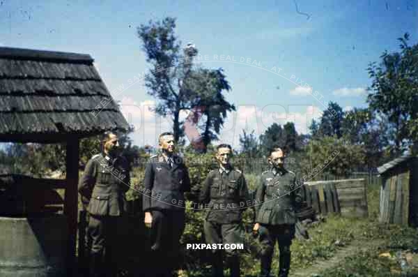 WW2 color Russia Minsk 1942 Luftwaffe Wehrmacht officers awards medals village well Luftlotte 2