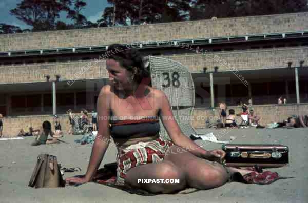 Young woman on beach, Strandbad Wannsee, Berlin 1940.