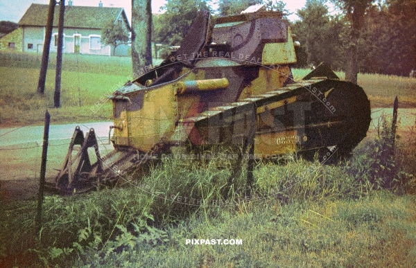 Captured light French WW1 army panzer tank Renault FT-17. Verdun France 1940