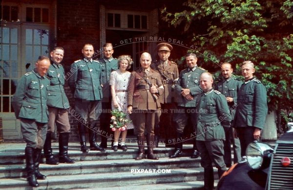 German army officers receiving a captured Belgium army General. Belgium 1940. 285. Infanterie Regiments 322