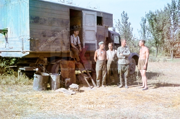 German Funker radio Technical LKW truck Wehrmacht. Near Stalingrad 1942. 297 Infantry Division. Russia