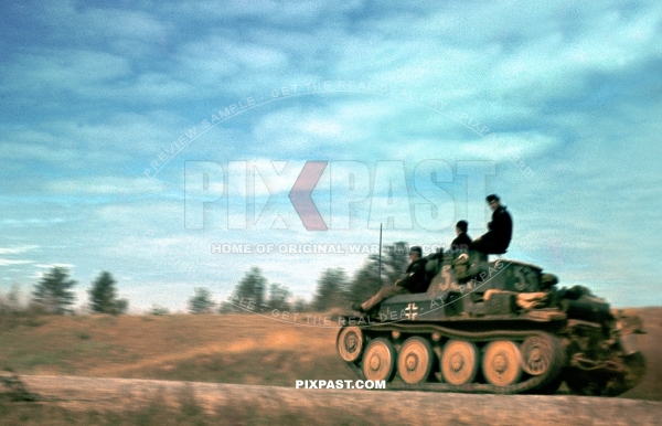 German used Czech Panzer Tank Panzerkampfwagen 38T. 531. Advance in Russia summer 1941. 19 Panzer Division