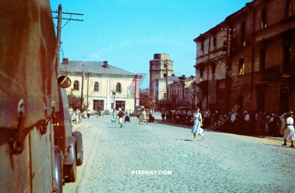 German Wehrmacht army trucks entering the center of Smolensk west Russia September 1941