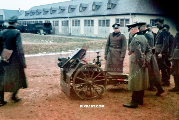 German Wehrmacht training with PAK 7.5cm leichtes Infanteriegeschutz 18 cannon gun. 1939.  14th infantry division