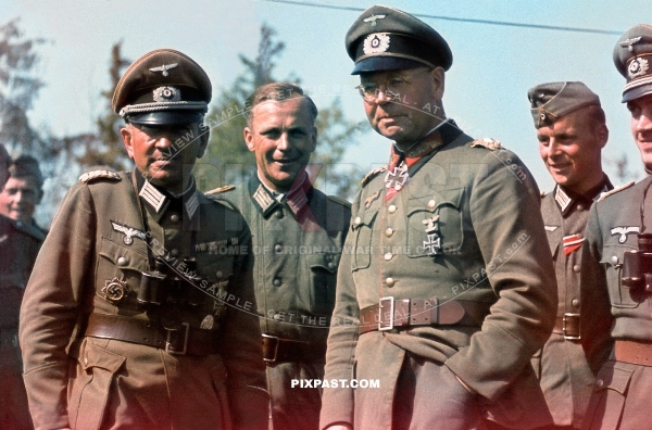 Germany army General Knights Cross Winner Erich Brandenberger inspecting the 8th Panzer Division. Russia 1942