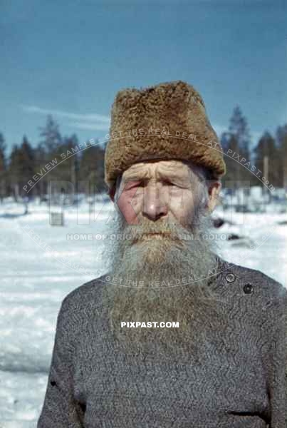 portrait of an old man in Finland 1944