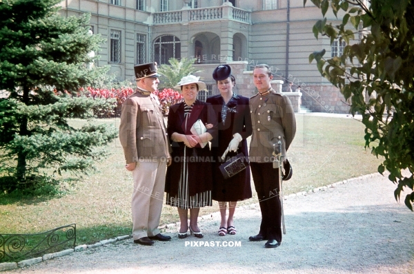 Two Hungarian artillery army officers in dress uniform with wifes in Budapest Hungary 1941