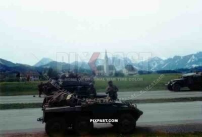 101st Cavalry Regiment hook up with French 2nd Armoured Division, 4th May 1945, Traun River near Siegsdorf, Autobahn