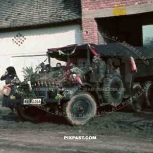 103 Schutzen Regiment 14th Panzer Division, April 1941, Yugoslavia, flowers and decorations, Krupp Protze L2H 143
