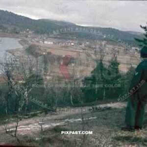 134th Gebirgsjäger, Finland 1944, German soldier looking down valley at small fishing village