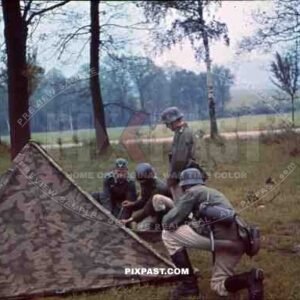 14th Panzer Division 103 Schutzen Regiment Lobau Saxony Kaserne Barracks training 1939 zeltbahn tent camping forest helmet