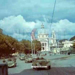 2. Fallschirmjager Division passing the Church Parrocchia Gran Madre di Dio. Rome September 8 1943. Operation Achse.