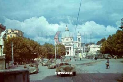 2. Fallschirmjager Division passing the Church Parrocchia Gran Madre di Dio. Rome  September 8 1943. Operation Achse.