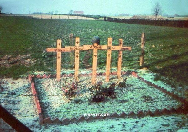 5 German army soldier war graves in French Field outside of Paris France 1940