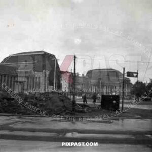69th infantry division - Leipzig - Germany - 1945 - Destroyed main train station, Hauptbahnhof Leipzig, ruins