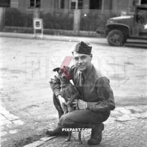 69th infantry division - Leipzig - Germany - 1945 Sgt Ward June Obie dog hit by car