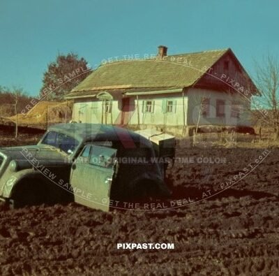 97. Jager-Division July 1942 Rostow Russia. being driven in his Opel Olympia staff car