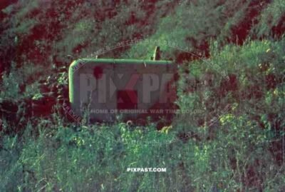 A defense machine gun bunker / pillbox on the Germany Czechoslovakia border 1938. Photographed by German tourists